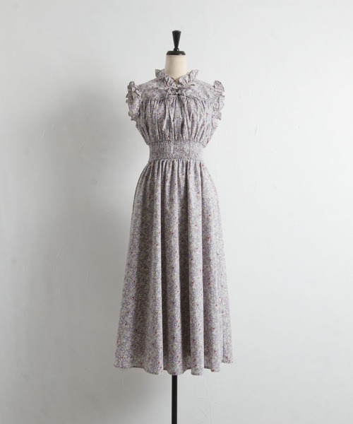 tocco closet（トッコ　クローゼット）の「フリル＆リボン付きコットンフラワー×リトルストロベリーウエストシャーリングワンピース（ワンピース・レディース・ラベンダー/ピンク・M）」の7枚目の写真