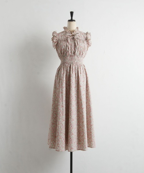 tocco closet（トッコ　クローゼット）の「フリル＆リボン付きコットンフラワー×リトルストロベリーウエストシャーリングワンピース（ワンピース・レディース・ラベンダー/ピンク・M）」の13枚目の写真