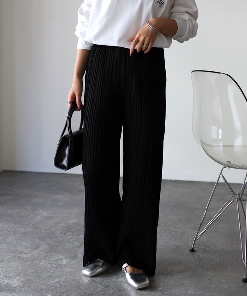 Riberry（リベリー）の「セルフカット プリーツイージーパンツ（その他パンツ・レディース・ブラック/カーキ/グレイッシュベージュ・MEDIUM）」の8枚目の写真