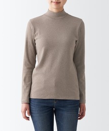 ストレッチフライス編みハイネック長袖Tシャツ
