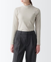 ストレッチフライス編みハイネック長袖Tシャツ