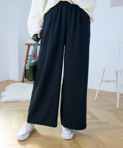 Eclat one(エクラワン)の「ウエストゴムさらっとワイドパンツ(その他パンツ・レディース・ネイビー/グレー系/アイボリー/ブラック・M/L)」の5枚目の写真