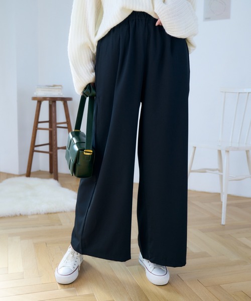 Eclat one(エクラワン)の「ウエストゴムさらっとワイドパンツ(その他パンツ・レディース・ネイビー/グレー系/アイボリー/ブラック・M/L)」の6枚目の写真