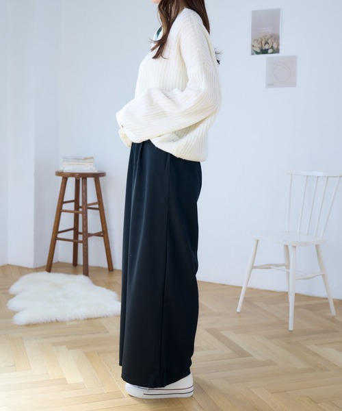 Eclat one(エクラワン)の「ウエストゴムさらっとワイドパンツ(その他パンツ・レディース・ネイビー/グレー系/アイボリー/ブラック・M/L)」の10枚目の写真