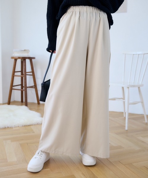 Eclat one(エクラワン)の「ウエストゴムさらっとワイドパンツ(その他パンツ・レディース・ネイビー/グレー系/アイボリー/ブラック・M/L)」の11枚目の写真