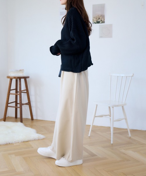 Eclat one(エクラワン)の「ウエストゴムさらっとワイドパンツ(その他パンツ・レディース・ネイビー/グレー系/アイボリー/ブラック・M/L)」の18枚目の写真