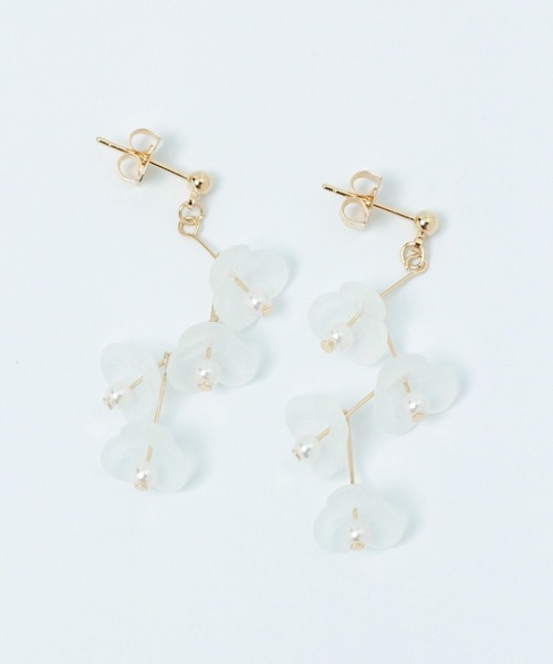 セール】【daily CLIP】4パールフラワーピアス（ピアス（両耳用