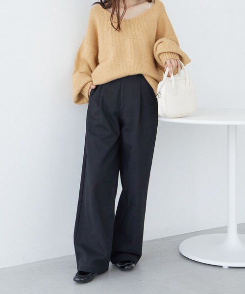FREAK'S STORE（フリークスストア）の「限定展開　PENNEYS×FREAK'S STORE/ぺニーズ　別注 タックワイド ワークパンツ（その他パンツ・レディース・オレンジ/オリーブ/ベージュ/ナチュラル/ブラック/ネイビー・MEDIUM/SMALL）」の2枚目の写真