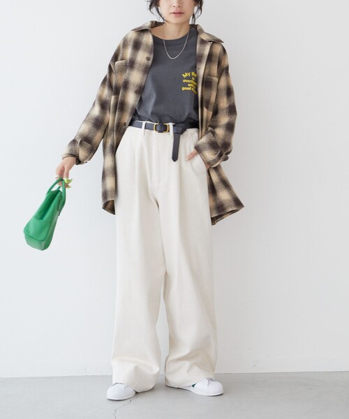 FREAK'S STORE（フリークスストア）の「限定展開　PENNEYS×FREAK'S STORE/ぺニーズ　別注 タックワイド ワークパンツ（その他パンツ・レディース・オレンジ/オリーブ/ベージュ/ナチュラル/ブラック/ネイビー・MEDIUM/SMALL）」の8枚目の写真