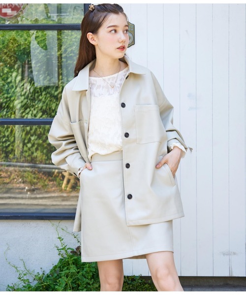 CHILLE（チル）の「フェイクレザーミニスカート（スカート・レディース・ブラック/アイボリー/オリーブ・FREE）」の7枚目の写真