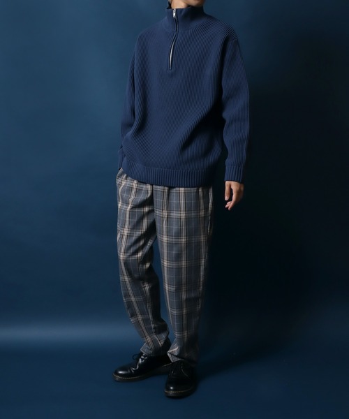 ANPAS(アンパス)の「Half Zip Knit/別注 オーバーサイズ ハーフジップ ニット 吸水速乾 UVカット マシンウォッシャブル 帯電防止 抗ピリング(ニット/セーター・メンズ・グレイッシュベージュ/オフホワイト/ブルー/グレー/ブラック/チャコール・L/M/LL)」の13枚目の写真