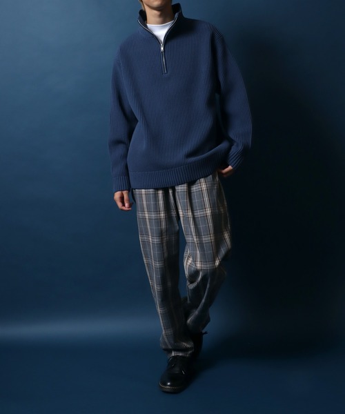 セール】Half Zip Knit/別注 オーバーサイズ ハーフジップ ニット 吸水  