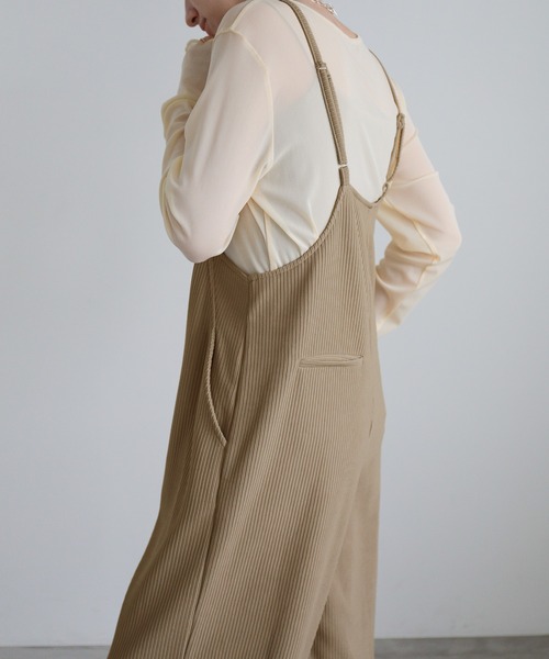 select MOCA（セレクトモカ）の「リップルルーズサロペット（サロペット/オーバーオール・レディース・グレイッシュベージュ/ブラック・FREE）」の15枚目の写真