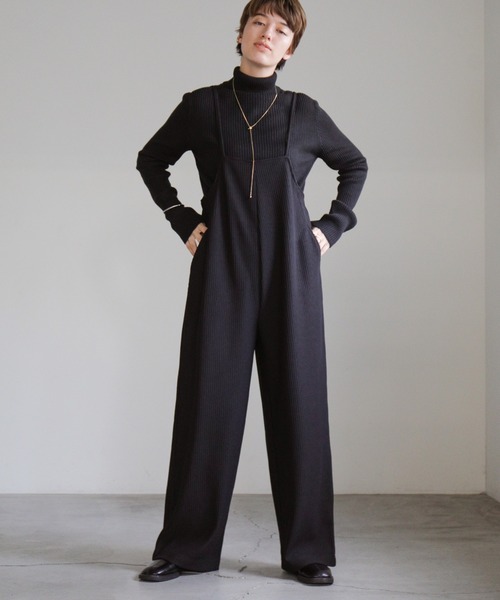 select MOCA（セレクトモカ）の「リップルルーズサロペット（サロペット/オーバーオール・レディース・グレイッシュベージュ/ブラック・FREE）」の19枚目の写真