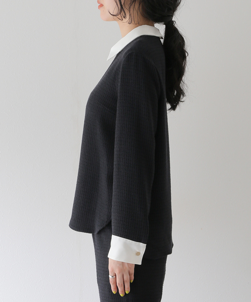 リングツイードバイカラーブラウス（シャツ/ブラウス）｜VERMEIL