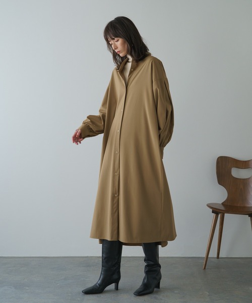 russet（ラシット）の「《qurumu》ロングシャツワンピース(O-251)（ワンピース・レディース・キャメル/チャコールグレー/ブラック・FREE）」の4枚目の写真
