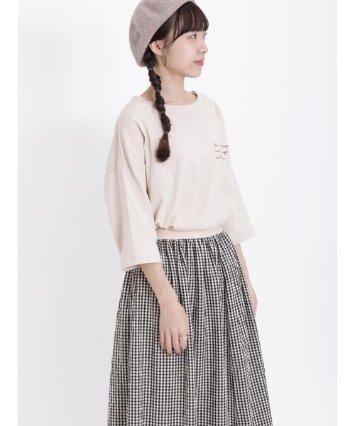 Samansa Mos2（サマンサ モスモス）の「刺繍入りプリントアソート七分袖カットソー（Tシャツ/カットソー・レディース・マスタード/ベージュ/チャコールグレー/オフホワイト・F）」の7枚目の写真