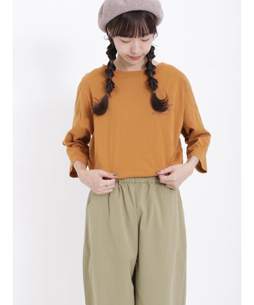 Samansa Mos2（サマンサ モスモス）の「刺繍入りプリントアソート七分袖カットソー（Tシャツ/カットソー・レディース・マスタード/ベージュ/チャコールグレー/オフホワイト・F）」の9枚目の写真