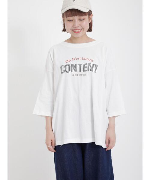 Samansa Mos2（サマンサ モスモス）の「刺繍入りプリントアソート七分袖カットソー（Tシャツ/カットソー・レディース・マスタード/ベージュ/チャコールグレー/オフホワイト・F）」の21枚目の写真