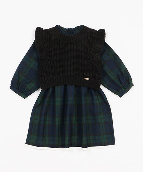 petit main（プティマイン）の「ニットベストセット柄ワンピース（シャツワンピース・キッズ・ライトブルー/グリーン・80ｃｍ/90cm/100cm/130cm/120cm/110cm）」の16枚目の写真