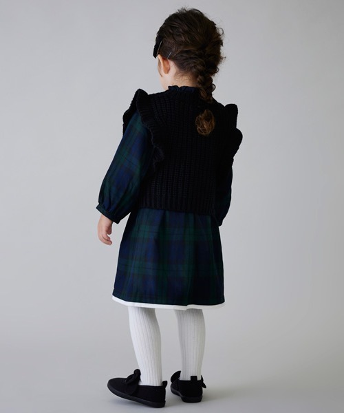 petit main（プティマイン）の「ニットベストセット柄ワンピース（シャツワンピース・キッズ・ライトブルー/グリーン・80ｃｍ/90cm/100cm/130cm/120cm/110cm）」の15枚目の写真