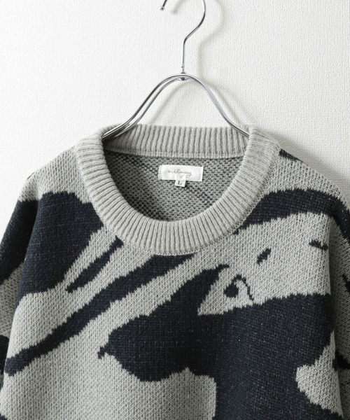 NILWAY（ニルウェイ）の「アソート総柄クルーネックジャガードニット（ニット/セーター・メンズ・グレー系/ブラック系/ネイビー系/ブラック系1・MEDIUM/LARGE）」の5枚目の写真