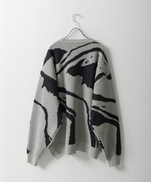 NILWAY（ニルウェイ）の「アソート総柄クルーネックジャガードニット（ニット/セーター・メンズ・グレー系/ブラック系/ネイビー系/ブラック系1・MEDIUM/LARGE）」の7枚目の写真