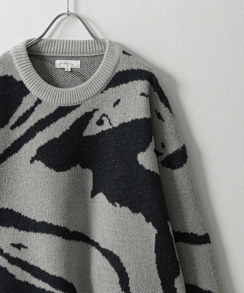 NILWAY（ニルウェイ）の「アソート総柄クルーネックジャガードニット（ニット/セーター・メンズ・グレー系/ブラック系/ネイビー系/ブラック系1・MEDIUM/LARGE）」の14枚目の写真