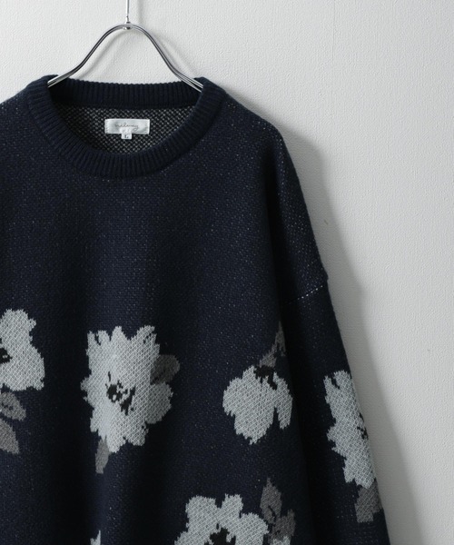 NILWAY（ニルウェイ）の「アソート総柄クルーネックジャガードニット（ニット/セーター・メンズ・グレー系/ブラック系/ネイビー系/ブラック系1・MEDIUM/LARGE）」の15枚目の写真