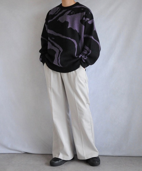 NILWAY（ニルウェイ）の「アソート総柄クルーネックジャガードニット（ニット/セーター・メンズ・グレー系/ブラック系/ネイビー系/ブラック系1・MEDIUM/LARGE）」の19枚目の写真