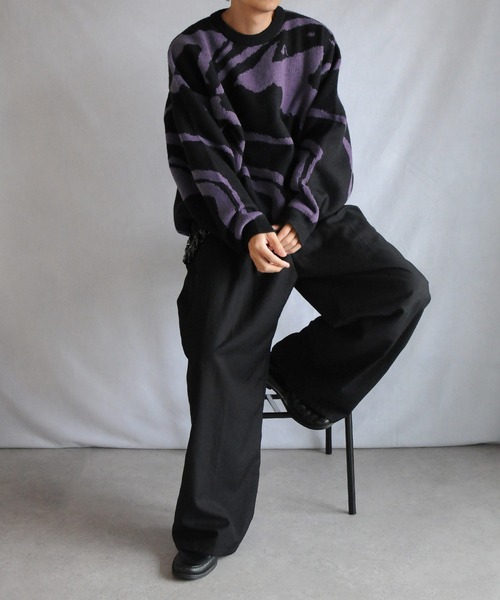 NILWAY（ニルウェイ）の「アソート総柄クルーネックジャガードニット（ニット/セーター・メンズ・グレー系/ブラック系/ネイビー系/ブラック系1・MEDIUM/LARGE）」の16枚目の写真