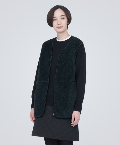 無印良品（ムジルシリョウヒン）の「ボアフリースベスト（ベスト・レディース・スモーキーグリーン系/ネイビー系/アイボリー・XL/XS/S/L/M/XXL）」の3枚目の写真