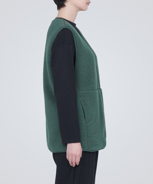 無印良品（ムジルシリョウヒン）の「ボアフリースベスト（ベスト・レディース・スモーキーグリーン系/ネイビー系/アイボリー・XL/XS/S/L/M/XXL）」の13枚目の写真