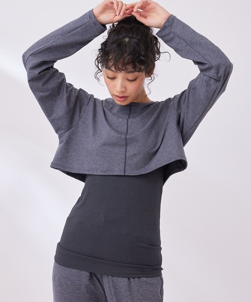 NERGY（ナージー）の「【UV】マイクロタッチレイヤードトップス（Tシャツ/カットソー・レディース・ブラック/チャコールグレー・FREE）」の2枚目の写真