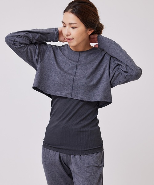 NERGY（ナージー）の「【UV】マイクロタッチレイヤードトップス（Tシャツ/カットソー・レディース・ブラック/チャコールグレー・FREE）」の5枚目の写真