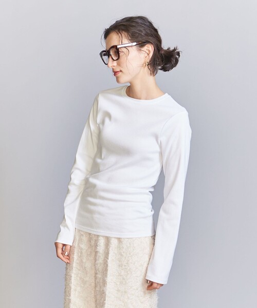 BEAUTY&YOUTH UNITED ARROWS(ビューティーアンドユースユナイテッドアローズ)の「コットン フライス ロングスリーブ Tシャツ 2(Tシャツ/カットソー・レディース・オフホワイト/ブラック・FREE)」の7枚目の写真