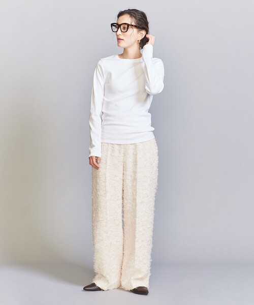 BEAUTY&YOUTH UNITED ARROWS(ビューティーアンドユースユナイテッドアローズ)の「コットン フライス ロングスリーブ Tシャツ 2(Tシャツ/カットソー・レディース・オフホワイト/ブラック・FREE)」の8枚目の写真