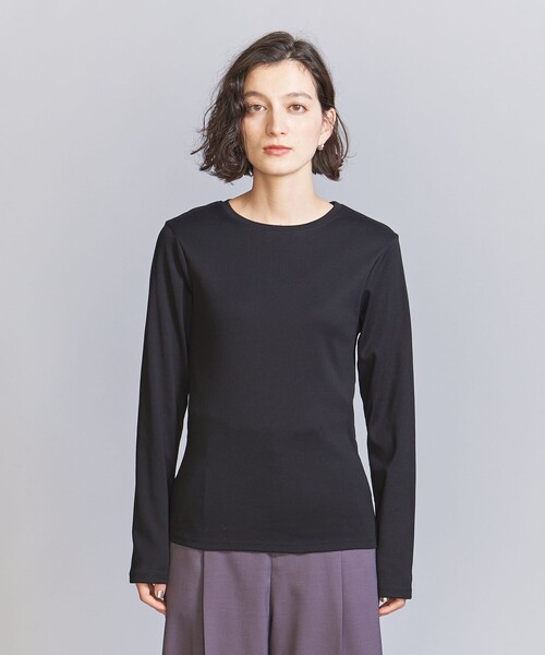 BEAUTY&YOUTH UNITED ARROWS(ビューティーアンドユースユナイテッドアローズ)の「コットン フライス ロングスリーブ Tシャツ 2(Tシャツ/カットソー・レディース・オフホワイト/ブラック・FREE)」の9枚目の写真