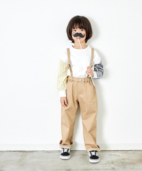 MAKE YOUR DAY（メイクユアデイ）の「サス付きワイドパンツ■80～140cm（その他パンツ・キッズ・ブラック/ブルー/ベージュ・110/120/100/80/140/130/90）」の4枚目の写真