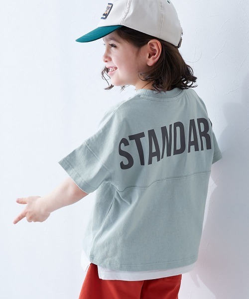 devirock(デビロック)の「綿100% 型崩れしにくい STANDARD バックロゴプリント 半袖Tシャツ(Tシャツ/カットソー・キッズ・ブラック/ブルーグレー/パープル系4/パープル系5/スモークピンク/グリーン系その他2/グレー系/グレイッシュブルー/パープル系7/ベージュ系1/ホワイト/サックスブルー系/ベージュ/イエロー系1/イエロー系2/パープル系2/ブルー系/グリーン系・80cm/90cm/100cm/110cm/120cm/130cm/140cm/150cm/160cm)」の8枚目の写真