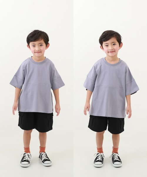 devirock（デビロック）の「綿100％ 型崩れしにくい STANDARD バックロゴプリント 半袖Tシャツ（Tシャツ/カットソー・キッズ・ブラック/ブルーグレー/パープル系4/パープル系5/スモークピンク/グリーン系その他2/グレー系/グレイッシュブルー/パープル系7/ベージュ系1/ホワイト/サックスブルー系/ベージュ/イエロー系1/イエロー系2/パープル系2・80ｃｍ/90cm/100cm/110cm/120cm/130cm/140cm/150cm/160cm）」の17枚目の写真