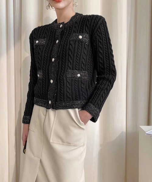 Miniministore（ミニミニストア）の「ニットカーディガン ケーブル編み 秋冬（ニット/セーター・レディース・ブルー/ブラック/アイボリー・フリー）」の15枚目の写真