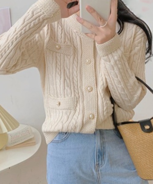 Miniministore（ミニミニストア）の「ニットカーディガン ケーブル編み 秋冬（ニット/セーター・レディース・ブルー/ブラック/アイボリー・フリー）」の18枚目の写真