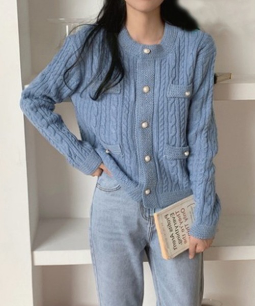 Miniministore（ミニミニストア）の「ニットカーディガン ケーブル編み 秋冬（ニット/セーター・レディース・ブルー/ブラック/アイボリー・フリー）」の20枚目の写真