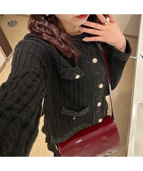 Miniministore（ミニミニストア）の「ニットカーディガン ケーブル編み 秋冬（ニット/セーター・レディース・ブルー/ブラック/アイボリー・フリー）」の4枚目の写真