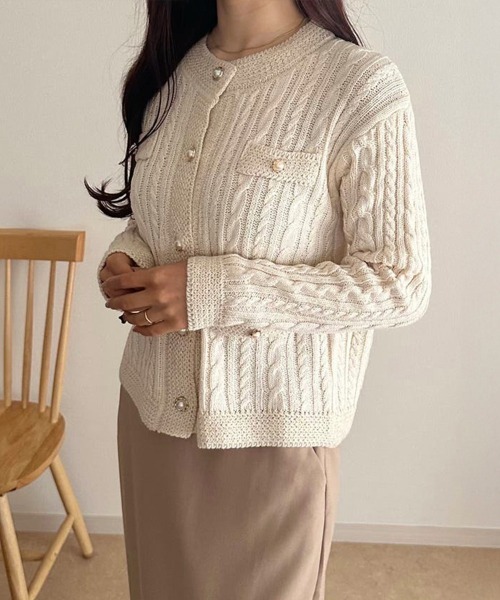 Miniministore（ミニミニストア）の「ニットカーディガン ケーブル編み 秋冬（ニット/セーター・レディース・ブルー/ブラック/アイボリー・フリー）」の11枚目の写真
