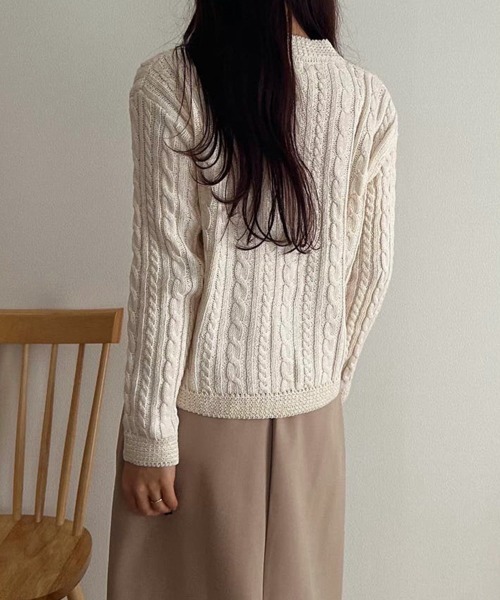Miniministore（ミニミニストア）の「ニットカーディガン ケーブル編み 秋冬（ニット/セーター・レディース・ブルー/ブラック/アイボリー・フリー）」の14枚目の写真