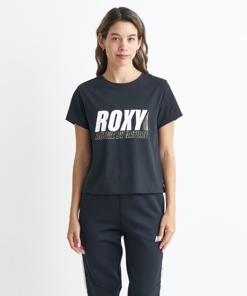 ROXY(ロキシー)の「MY WAY S/S TEE/ロキシー速乾UVカット付きフロントブランドロゴクロップド丈Tシャツ(Tシャツ/カットソー・レディース・ホワイト/ブラック・LARGE/MEDIUM/SMALL)」の5枚目の写真