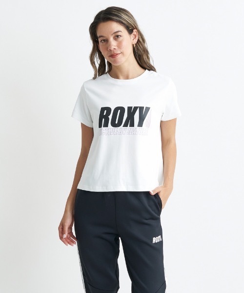 ROXY(ロキシー)の「MY WAY S/S TEE/ロキシー速乾UVカット付きフロントブランドロゴクロップド丈Tシャツ(Tシャツ/カットソー・レディース・ホワイト/ブラック・LARGE/MEDIUM/SMALL)」の3枚目の写真