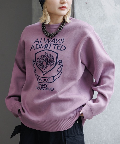 PAGEBOY（ページボーイ）の「エンブレムジャガードニット（ニット/セーター・レディース・ホワイト/ブラック/パープル・FREE）」の3枚目の写真